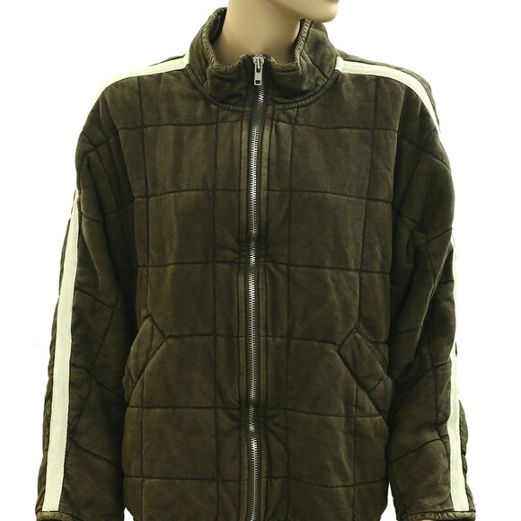 Free People Dolman Quilted Knit Jacket Top Oversized Zip-up Slouchy S 284078 - Picture 2 of 7